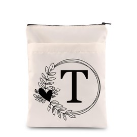 HOLLP Alphabet Book Cover S/N/B/R/T/L Letter Initial Waterproof Zipper PouchInitial English Book Sleeve (Book Sleeve T)