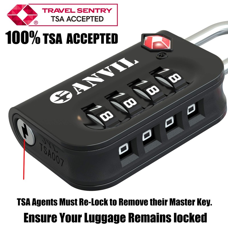 ANVIL TSA Approved Luggage Lock - 4 Digit Combination, 10,000
