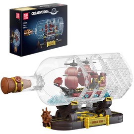 Mould King 10085 Pirate Ship in Bottle Building Blocks The Queen Revenge Sailing Ship Clamping Building Blocks Collector Ship Model Gift for Children from 8 Years (885 Pieces)