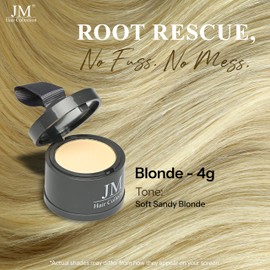 JM Hair Collection Root Cover Up – Blonde Temporary Hair Color Powder for Gray Coverage & Regrowth Touch-Up – Water-Resistant, Easy Application Compact for On-the-Go Use