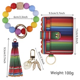 Guran Wristlet Wallet Bracelet Keychain,Card Holder Purse Tassel Keychain Bangle Key Ring for Women Girls (Colorful)