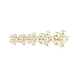 Ladies Faux Pearl Crystal Diamante Small Hair Clip Barrette Tapered Rectangle