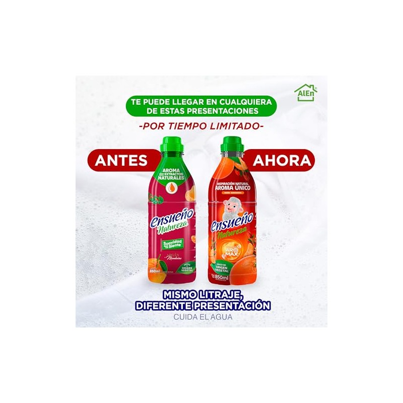 Ensueño Natureza Argan + Mandarina Suavizante de Telas 850ml