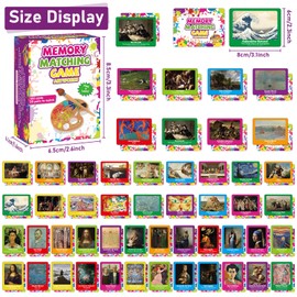 gisgfim 50 Pairs Memory Matching Game Famous Paintings Concentration Memory Card for Adults Learning Educational Game A Fun & Fast Artworks Theme Matching Games