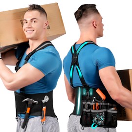 AOFIT- Faja lumbar con tirantes, cinturón de soporte para la espalda para hombres y mujeres, faja ajustable para trabajos pesados en la construcción, 