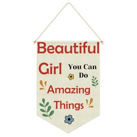 Kids Wall Banner Inspirational Banner Flag for Girls Affirmations Canvas Hanging Pennant Flag Inspirational Nursery Decor Homeschool Toddler Bedroom Decor for Baby Girl Kids Room