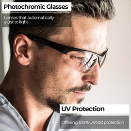 BBB Cycling Photochromic Sports Glasses For Men & Women with Lightweight Frame 100% UV400 Protection Sunglasses for Bike Riding Running Golfing Outdoor Activities Impress PH BSG-58PH,matt Black