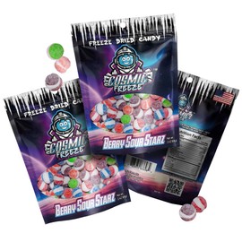 Cosmic Freeze Berry Sour Starz Dried Candy, Crunchy Dry Candy for Mix-In Snacks Dried, Gluten-Free, Made in USA, 2.4 Oz, 3-pack