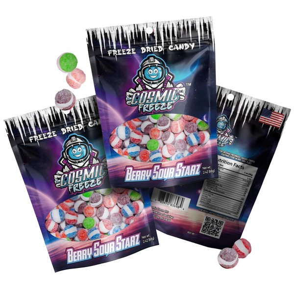 Cosmic Freeze Berry Sour Starz Dried Candy, Crunchy Dry Candy