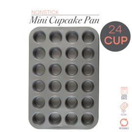 Kitchen Details 24 Mini Cupcake Pan | Nonstick | Bakeware | Easy to Clean | Grey| Makes 24 Mini Cupcakes | Durable