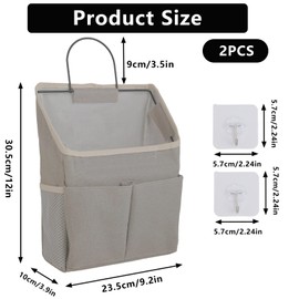 Hanging Organiser - Bathroom Organiser Hanging - Hanging Storage Organisers Pack of 2 - Wall Organiser for Bathroom, Bedroom, Motorhome (Grey)