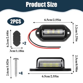 Supecesorio LED Kennzeichenbeleuchtung, 6 SMD LED Lizenz Kennzeichenleuchte Nummernschildbeleuchtung Nummernschildleucht, 2 Stücke 12V-24V DC Universal Nummernschildlampe, für Anhänger RV Lkw