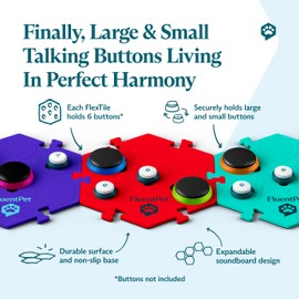 FluentPet Extra Large FlexTiles for Big and Small Buttons - 6-Pack - Holds Big 3.5 1.9" Talking Dog and Cat Buttons - Each Button Mat Securely Holds 6 Buttons - Durable and Non-Slip