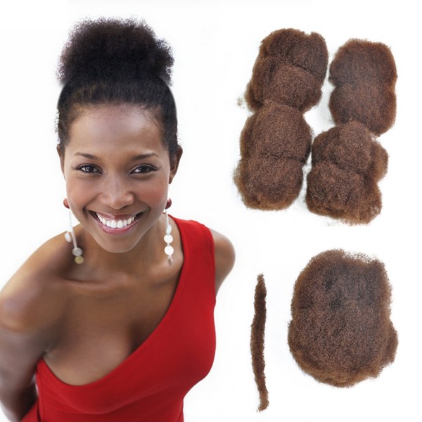 YONNA Hair 4pcs/lot Tight Afro Kinky Bulk Hair 100% Human Hair For DreadLocks,Twist Braids Chestnut Brown,#6,8" inch