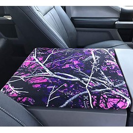 Car Console Covers Plus fits Ford F150 F250 2014-2024 with 40/20/40 Jump Seat Muddy Girl Camo Auto Armrest Center Console Cover Match Console Lid Shown and Open Handmade USA Muddy Girl
