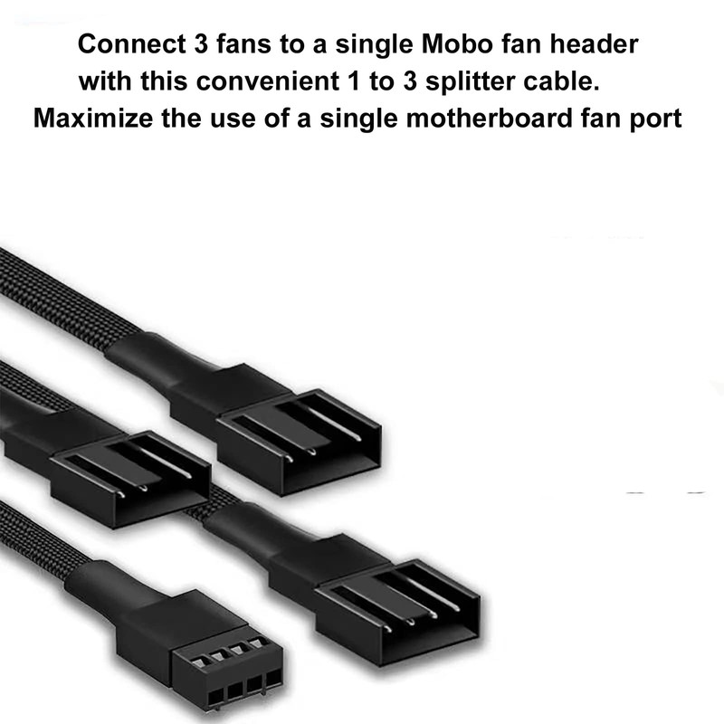 yomgam 3 Way 4 Pin PWM Fan Splitter Cable,12 inch