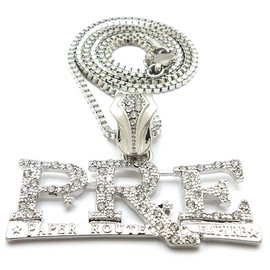 GWOOD PRE Pendant with Crystal Rhinestones on 24 Inch Necklace (SILVER COLOR WITH 24 INCH BOX CHAIN)