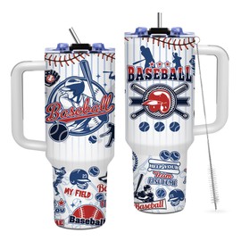 TNASURHUS Baseball 40oz Tumbler with Handle, Insulated Sport Bottles with Lid, Baseball Water Bottle Gift for Men, Baseball Lover, Player Fan Coach, Birthday Gifts for Men, Dad, Husband, Boyfriend