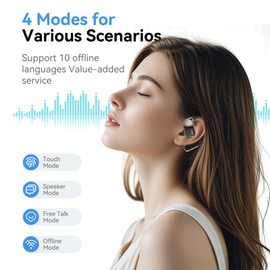 Ai Translation Earbuds Real Time, Language Translator Earbuds Support 150 Languages & Accents, LCD Touch Screen Translation Earbuds One-Year Free Subscription