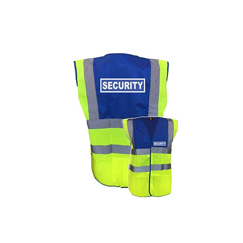 Security Badge Blue & Yellow Hi Vis Vest Reflective, Work
