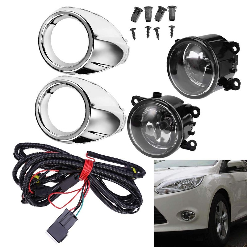 Saihisday Clear Lens Driving Fog Lights Bumper Lamps Bulbs Harness