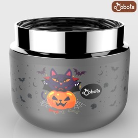 OVOBOTS Kids Thermo for Hot Food Vacuum Stainless Steel Insulated Food Jar, Mom’s Choice Kids Lunch Soup Thermoses, Big Wide Mouth, Leakproof Thermal Lunch Box for Kids, Gray Christmas Bat