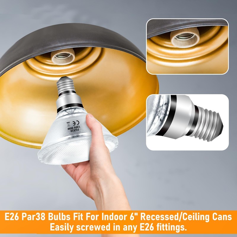 Jaenmsa PAR38 Halogen Flood Light Bulbs 90W 120V, 4Pcs Halogen