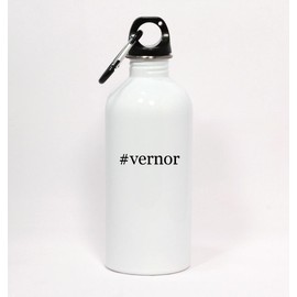 Los Drinkware Hermanos #vernor - Hashtag White Water Bottle with Carabiner 20oz