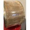 SPARKLING GOLD METALLIC AND NYLON 2.5” WIRED EDGE RIBBON 30