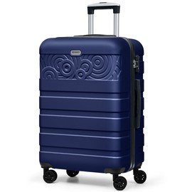 Krute Suitcases with Wheels, 24 Inch Checked Luggage with Spinner Wheels, Lightweight PC ABS TSA Lock Hard Shell Luggage Unique Patterns（DarkBlue）