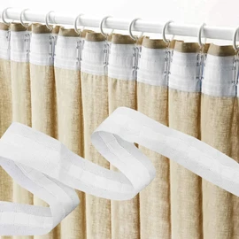Qunkun Curtain Tape Ruffle Tape, 30 m x 2.5 cm Pleated Tape, Pleat Tape, Universal Tape, Polyester Curtain Tape, Curtain Tape for Sewing, Removable Curtain for Window Curtain, Door Curtain