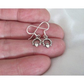 Sterling Silver 11mm Small Celtic Claddagh Dangle Earrings #4960 - Jewelry Making DIY Crafting Charm Beads for Bracelets