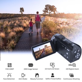ORDRO V12 Video Camera 1080P Camcorder with Mini Microphone, Digital Video Camera for Youtube Vlogging, 1080P Mini Video Camcorder for Beginners/Children/Teenagers/Students