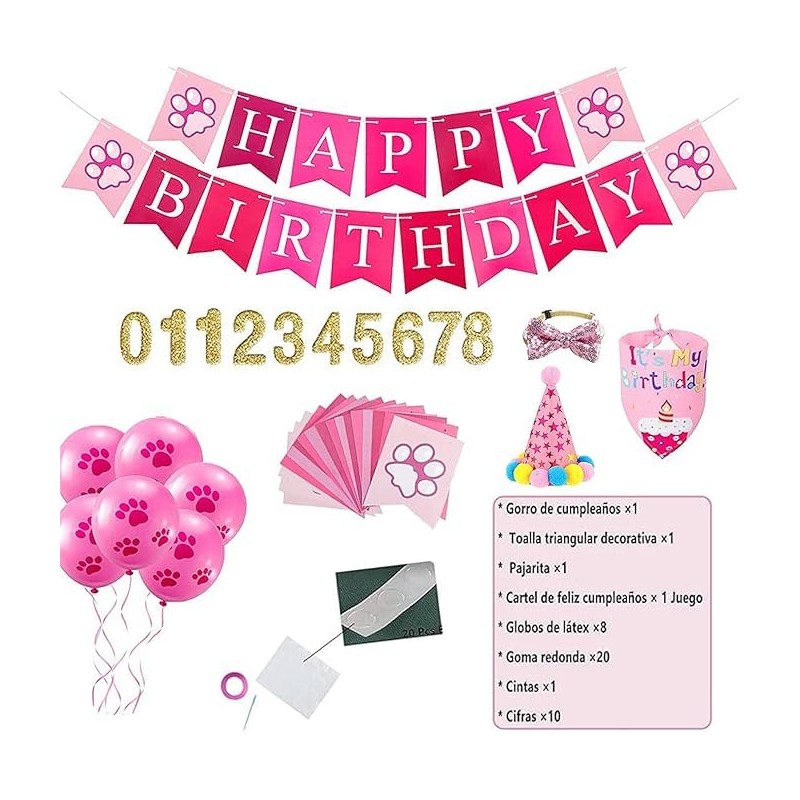 Suministros para Fiesta para Perro, Bandana de Cumpleaños para Perro,