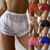 2023 New Solid Color Mesh High-Waist Swim Trunks for Women XS/Blue 5ea
