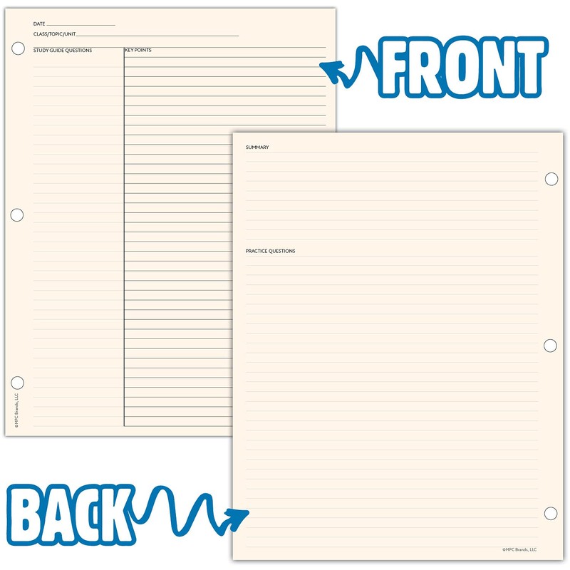 MPC Brands 50 Pack Cornell Style Study Note Taking System