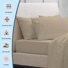 Pizuna Pure 100% Luxury Cotton Queen Size Pillow Case Simply Taupe, 1000 Thread Count 100% Long Staple Cotton Sateen Pillowcase, Pillow Covers with Stylish 4" Hem (Combed Cotton Pillowcase)