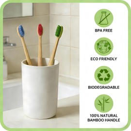 Gufiky Bamboo Toothbrushes Soft Bristles 6 Pack - Natural Wooden Toothbrush for Adults, Eco Friendly & Plastic Free Toothbrush with Cone Handle, Biodegradable & Non Toxic Tooth Brush Set