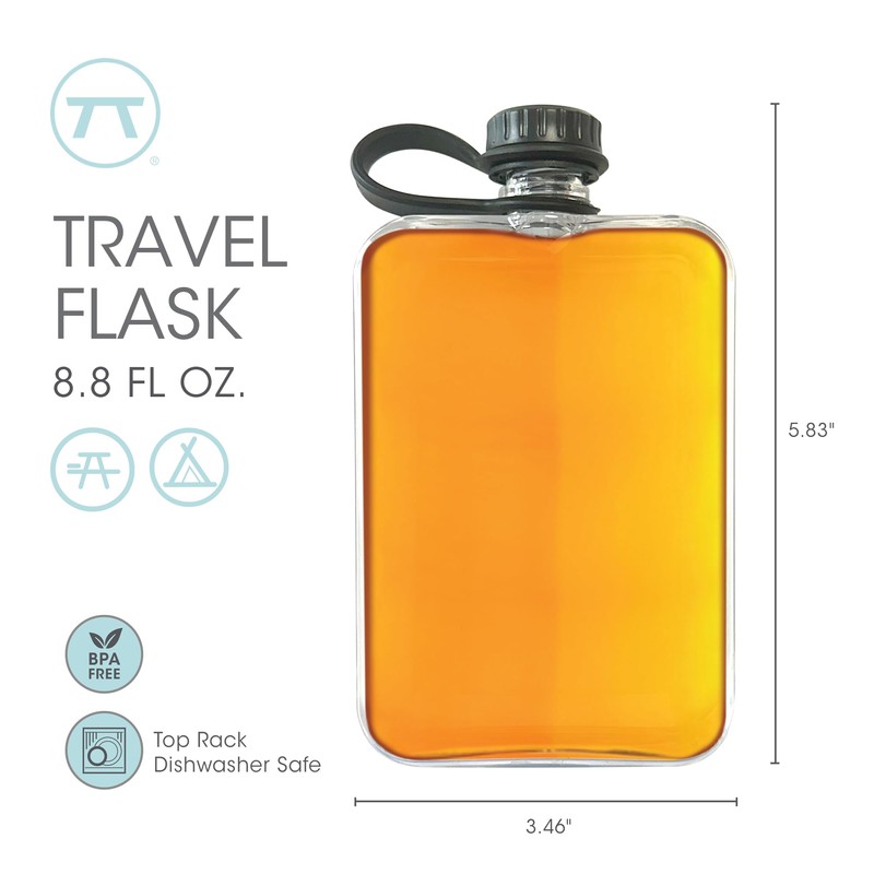 Outset Travel Flask, Clear Tritan Plastic Hidden Flask, 8.8 Ounce