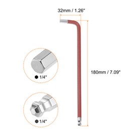 sourcing map Ball End Hex Key Wrench 1/4" S2 Steel L-Shape Long Arm Hexagon SAE Wrenches Repairing Tool for Home Repair