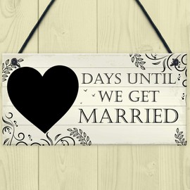 Red Ocean Wedding Countdown Chalkboard Plaque Sign Engagement Gift Fiance Mr & Mrs Boyfriend Girlfriend Gifts