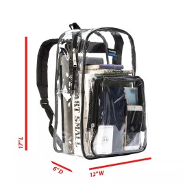 K-Cliffs 17 inch See-Through Clear PVC School , Travel Backpack