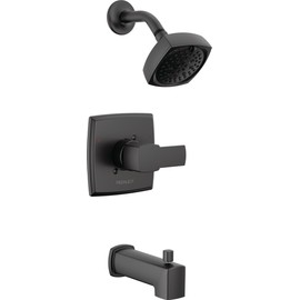 Peerless Ezra Single-Function Black Tub and Shower Faucet Set, Shower Handle, Shower Trim Kit, Shower Set, Matte Black PTT14471-BL (Valve Not Included)