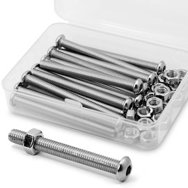 (15 Sets) M6-1.0 x 60 mm Allen Screws and Nuts Set 304 Stainless Steel 18-8 Round Head Screws