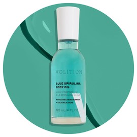 Volition Beauty Blue Spirulina Body Oil with Niacinamide + Salicylic Acid | Fast Absorbing Treatment Nourishes Skin | Visibly Minimizes Fine Lines & Discoloration | Addresses Body Acne & Ingrown Hairs