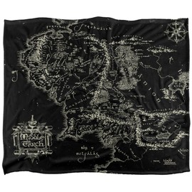 The Lord of The Rings Blanket, 50"x60" Black Map of Middle Earth Silky Touch Super Soft Throw Blanket