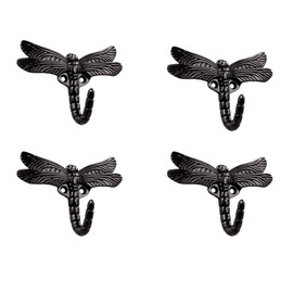 KVTTOZA 6PCS Dragonfly Hooks Creative Wall Mounted Coat Rack Hooks Vintage Decorative Home Hook for Hanging Coats, Keys, Backpack, Purse, Hat, Jewelry More (Black)