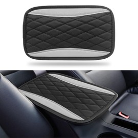 Car Center Console Cushion Pad Accessories Interior Protection Universal Leather Waterproof and Anti-scratch Armrest Seat Box Cover Profector for Most Car SUV Vehicle (Grey)