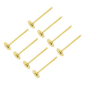 sourcing map 300Pcs Earring Posts, 4mm/0.2inch Stainless Steel Flat Pad Blank Earring Tray Studs Findings for Jewelry DIY, Gold