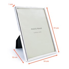 Photo Frame for Standing, Made of Metal in Silver, for 13 x 18 cm, Rounded Rectangular Picture Frame for Portrait and Landscape Format Photos – Portait Frame Removable Frame Horizontal Vertical